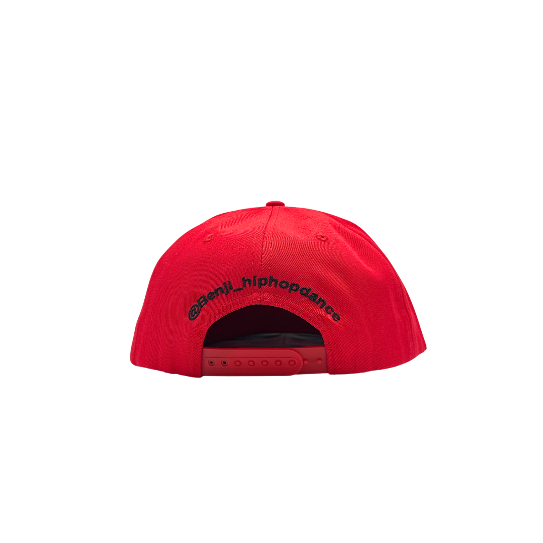 Handstand Red Cotton fabric and PU leather brim Snapback cap
