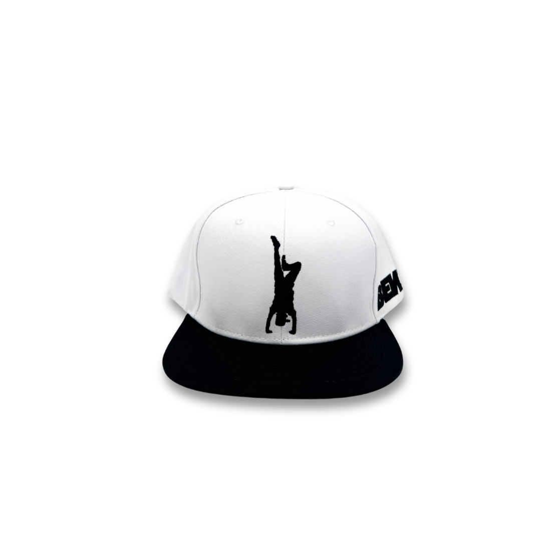 Handstand Black + White Cotton fabric Snapback cap