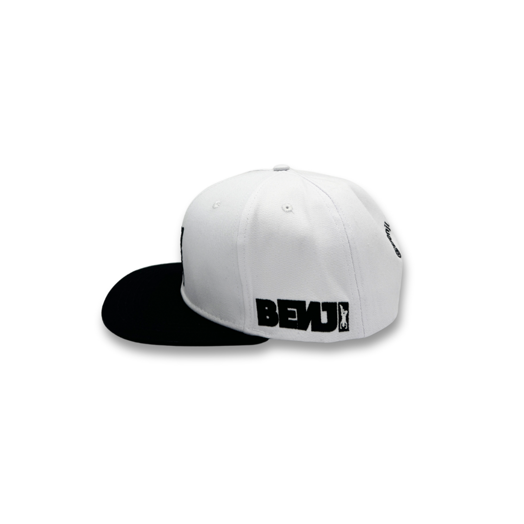 Handstand Black + White Cotton fabric Snapback cap