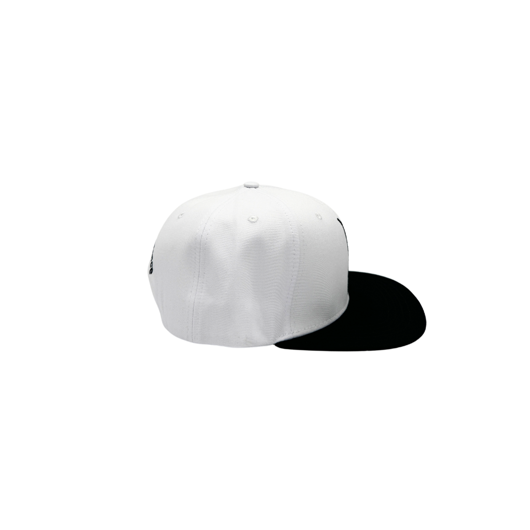 Handstand Black + White Cotton fabric Snapback cap