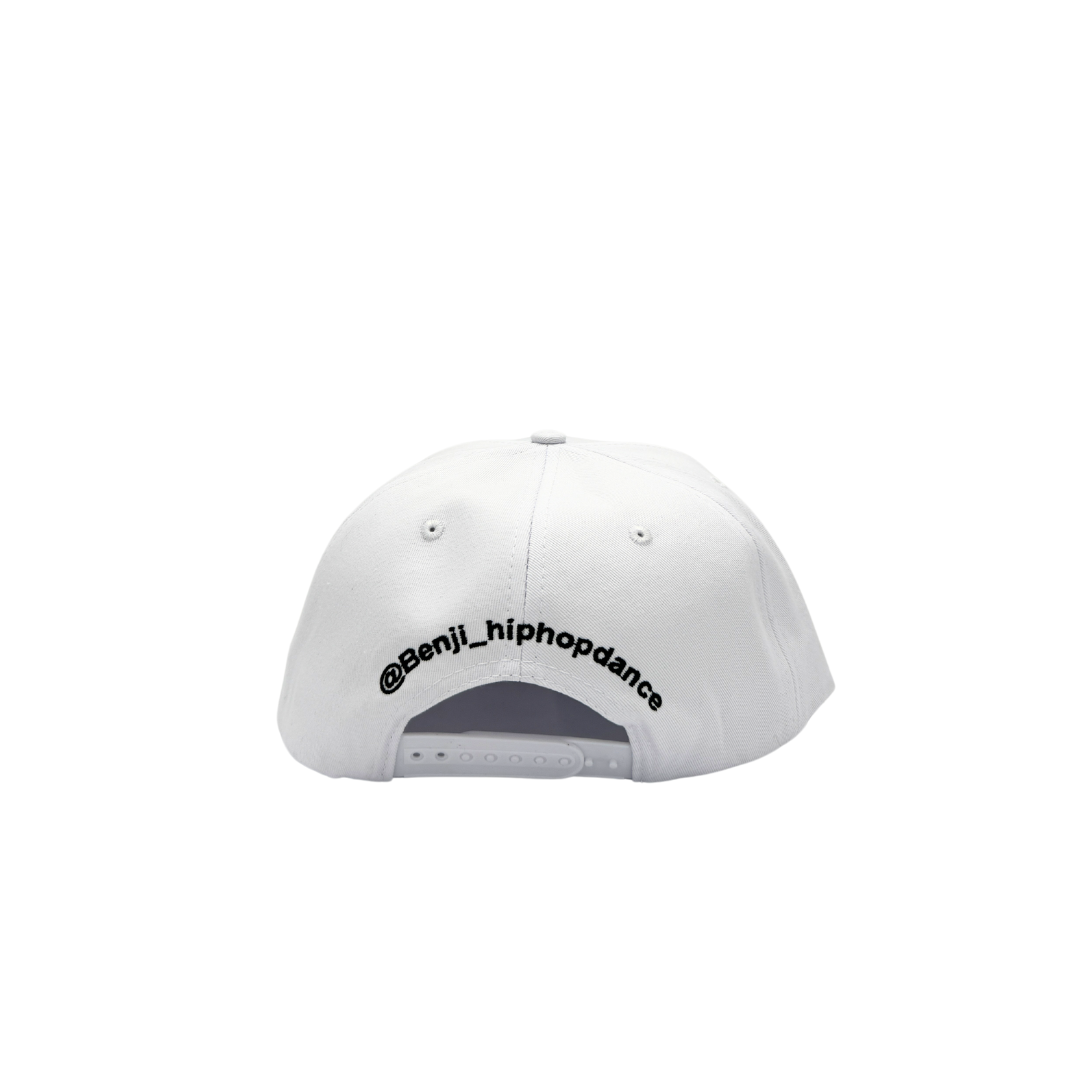Handstand Black + White Cotton fabric Snapback cap